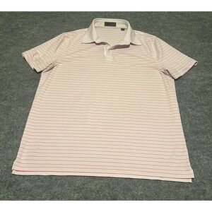 G Fore Men's Large Golf Polo Shirt Pink Striped Stretch Lightweight Performance